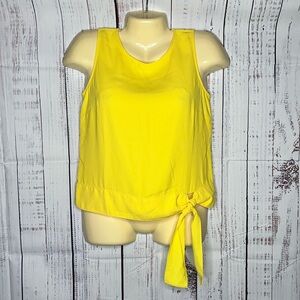 Talbots Petites NWT Size 2P Bright Yellow Tie Hemline Tank Top Blouse